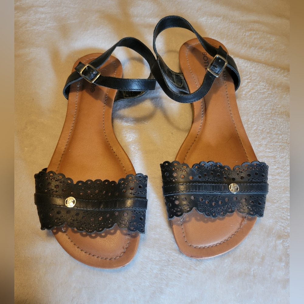 Bottero Black Leather Sandals, EUC, US 10/EU 41